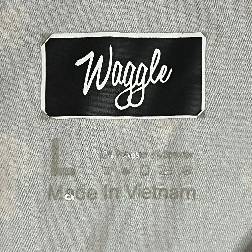 Waggle Shirt Mens Sz L Gray Tiger Goat Print Polo Golf Performance Stretch AOP - Picture 5 of 8